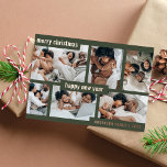 Modern Green Christmas New Year Six Photo Collage Foil Holiday Card<br><div class="desc">Modern Green Christmas New Year Six Photo Collage Foil Holiday Card. (Photo by Ketut Subiyanto on Pexels. Kindly replace it with your own.)</div>
