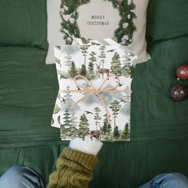 Modern Green Christmas Pattern Wrapping Paper Shee (Creator Uploaded)