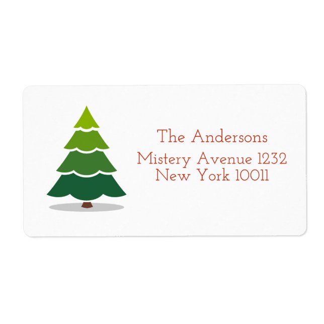 Modern  Green Christmas Tree Label (Front)
