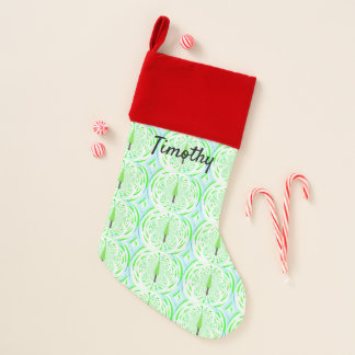 Modern Green Christmas Tree Pattern Stocking