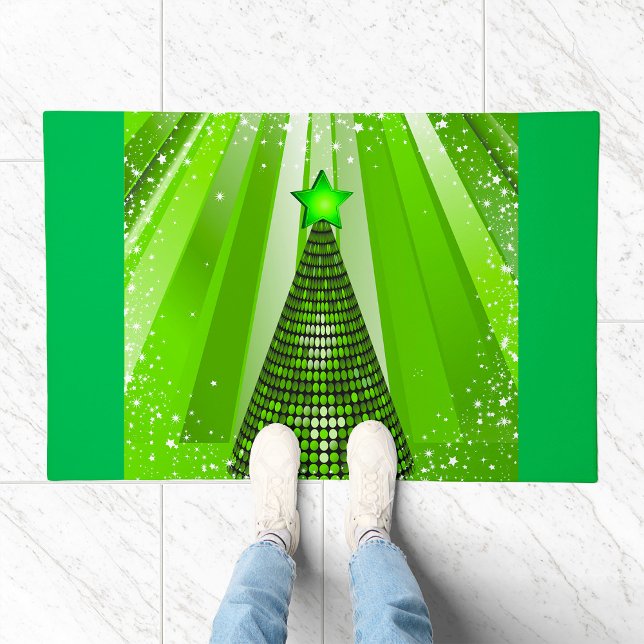 Modern Green Christmas Tree with Star  Doormat (Creator Uploaded)