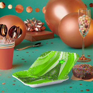Modern Green Christmas Tree with Star Paper Plates