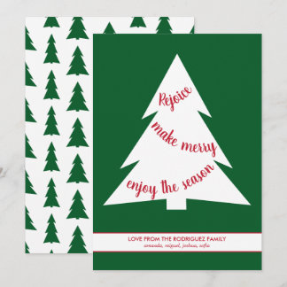 Modern Green Christmas Trees Holiday Script Card