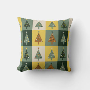 Modern Green Christmas Trees Throw Pillow