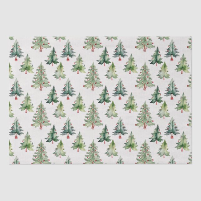 Modern green Christmas trees tissue paper  (Front)