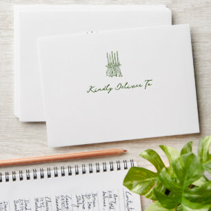 Modern Green Christmas Whimsical Envelope