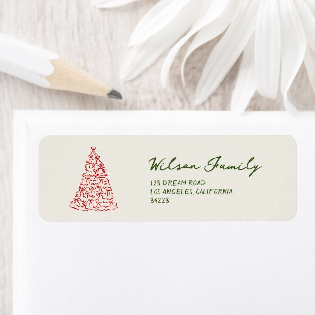 Modern Green Christmas Whimsical Return Label (Insitu)
