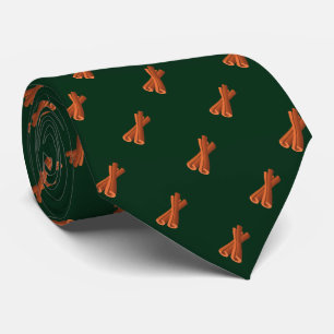 Modern Green Cinnamon Stick Seamless Pattern Neck Tie