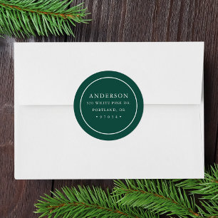 Modern Green Circle Frame Return Address Label