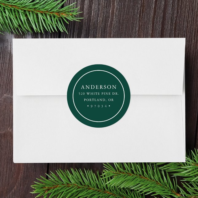 Modern Green Circle Frame Return Address Label (Creator Uploaded)