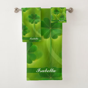 Modern Green Clover 4 Lists Collection Bath Towel Set