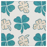 Modern Green Clover Shamrock Drawing Pattern Fabric