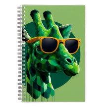 Modern Green Colorful Giraffe Notebook