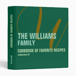 Modern Green Cookbook for Family Recipes 3 Ring Binder