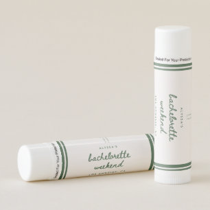 Modern Green Coquette Bachelorette Weekend Favors Lip Balm