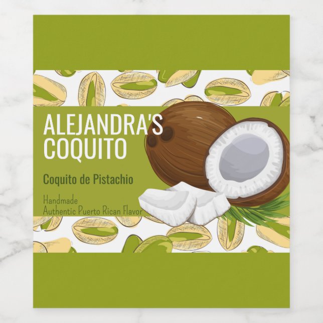 Modern Green Coquito de Pistachio Bottle Label (Single Label)