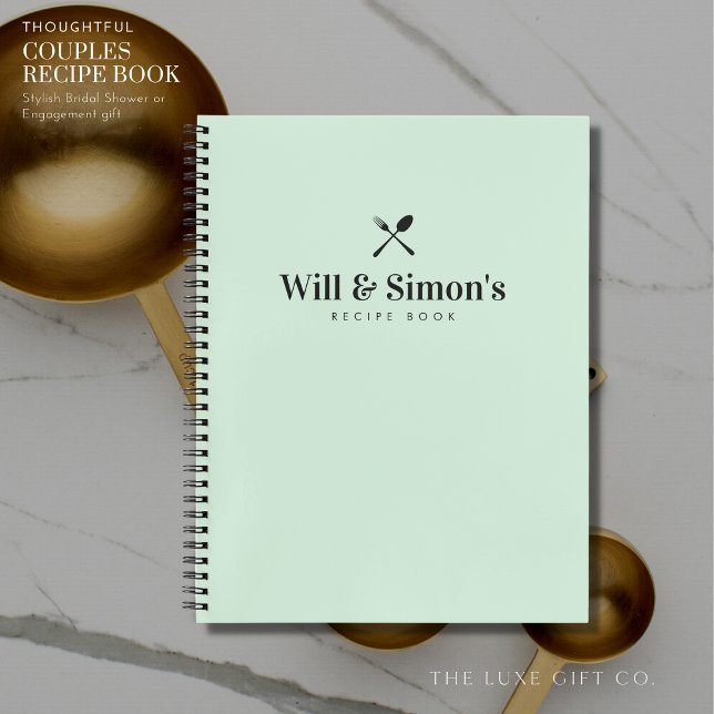 Modern Green Couples Engagement Gift Blank Recipe Notebook (Creator Uploaded)