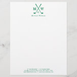 Modern Green Crossed Golf Club Ball Monogram Letterhead<br><div class="desc">Modern Green Crossed Golf Club Ball Monogram Letterhead</div>