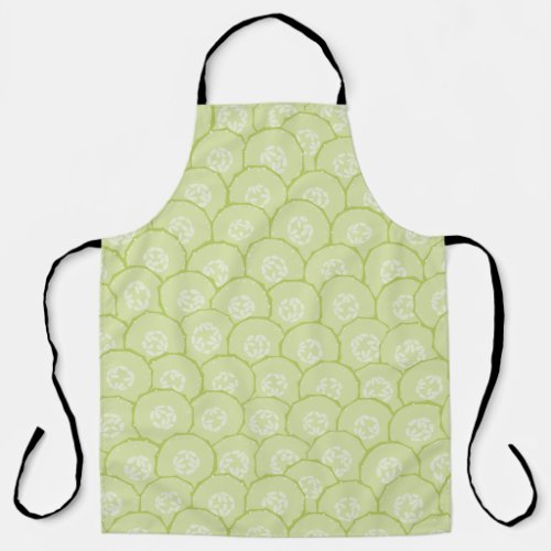 Modern Green Cucumber Slice Pattern Apron