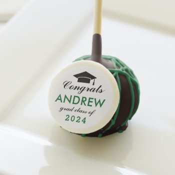 Modern Green Custom Congrats Graduation Party Cake Pops by Plush_Paper at Zazzle