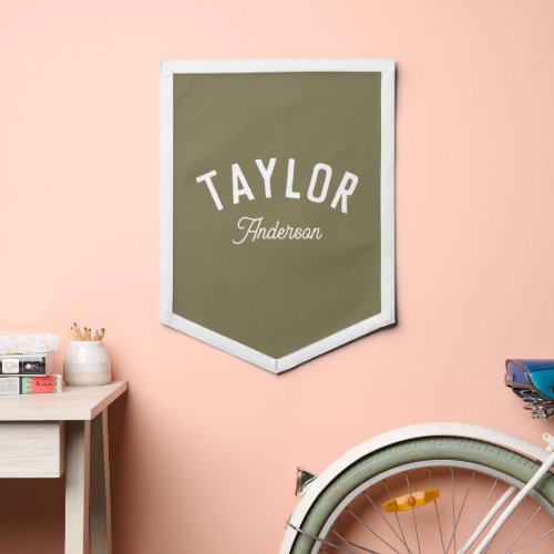 Modern Green Custom Name Kids Room Wall Decor Pennant