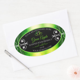 Modern Green Dazzling Product Labels Jewels Black