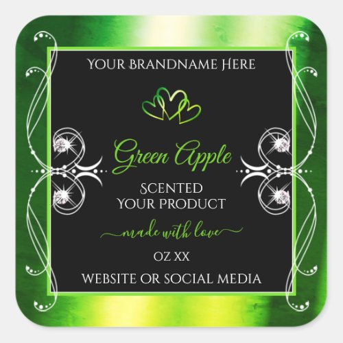 Modern Green Dazzling Product Labels Jewels Black