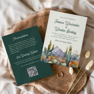 Modern Green Desert Cactus Wedding Invitation