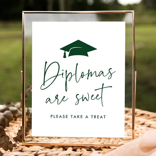 Modern Green Diplomas Are Sweet Graduation Party Poster