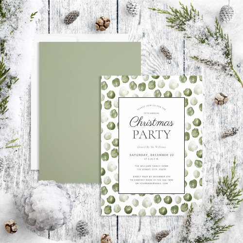 Modern Green Dots Christmas Party Invitation