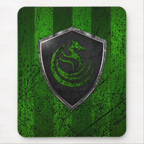 Modern Green Dragon Emblem Coat Of Arms Mouse Pad