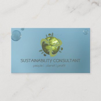 Modern Green Earth Logo Sustainability Consultant Business Card by johan555 at Zazzle
