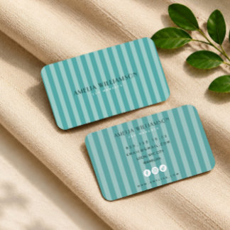 modern green elegant striped Business Card