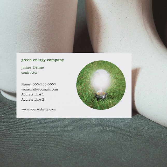 Modern Green Energy Business Card Template (Creator Uploaded)