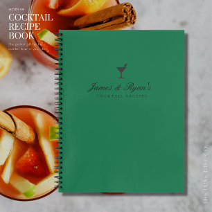 Modern Green Engagement Gift Blank Cocktail Recipe Notebook