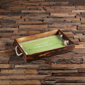 Modern Green Engraved Rectangle Wood Serving Tray (Front Top)