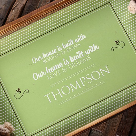 Modern Green Engraved Rectangle Wood Serving Tray (Top)