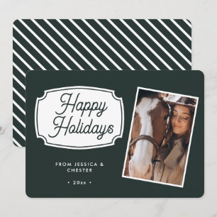 Modern Green Equestrian Horse Photo Christmas Card