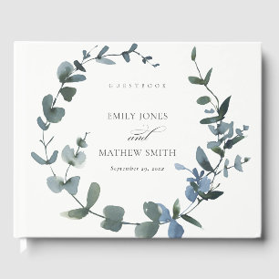 MODERN GREEN EUCALYPTUS FOLIAGE WATERCOLOR WEDDING GUEST BOOK