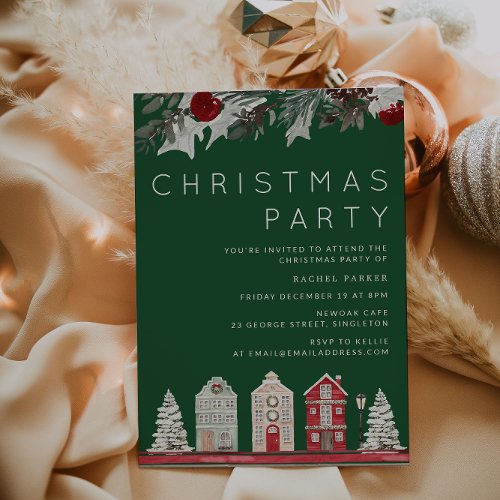 Modern Green Family or Office Christmas Party Invitation