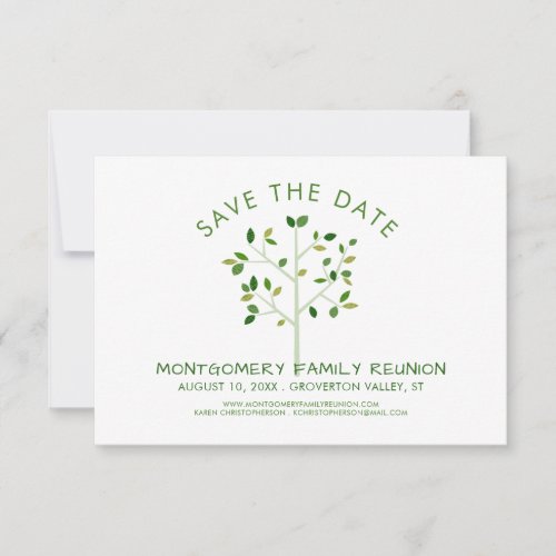 Modern Green Family Reunion Tree Save The Date