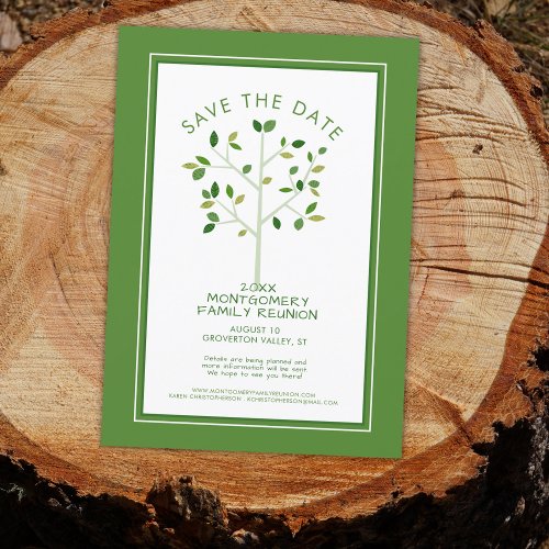 Modern Green Family Reunion Tree Save The Date