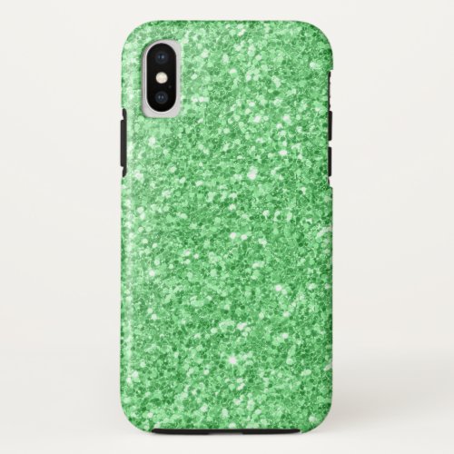 Modern Green Faux Glitter Texture iPhone X Case