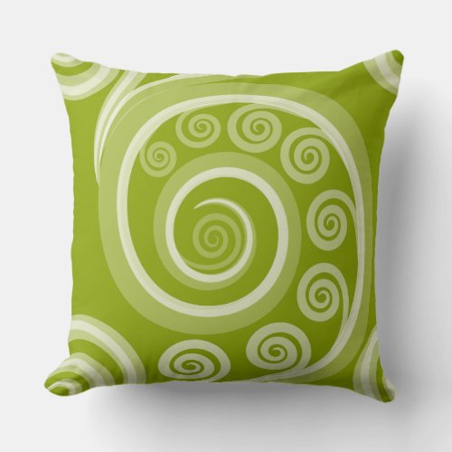 Modern Green Fern Frond Pattern Throw Pillow