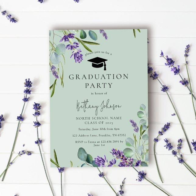 Modern Green Floral Graduation Party Invitation (Creator Uploaded)