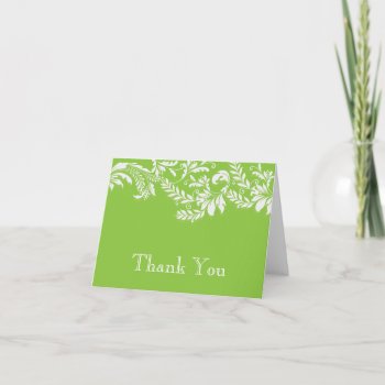 Modern Green Floral Leaf Flourish Thank You Note by alleventsinvitations at Zazzle