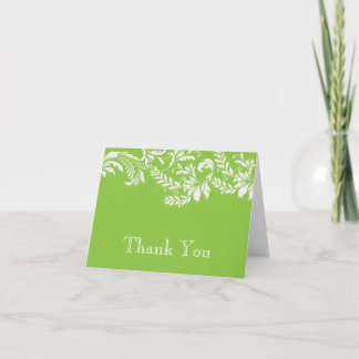 Modern Green Floral Leaf Flourish Thank You Note Card