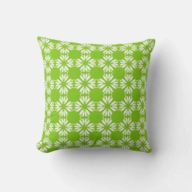 Modern Green Floral Pattern Pillow (Front)