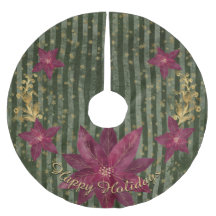 Modern Green Floral Poinsettia Personal Message