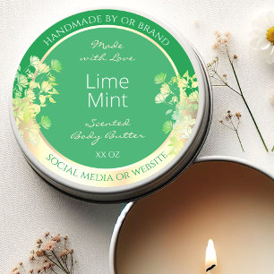 Modern Green Floral Product Packaging Labels Gold